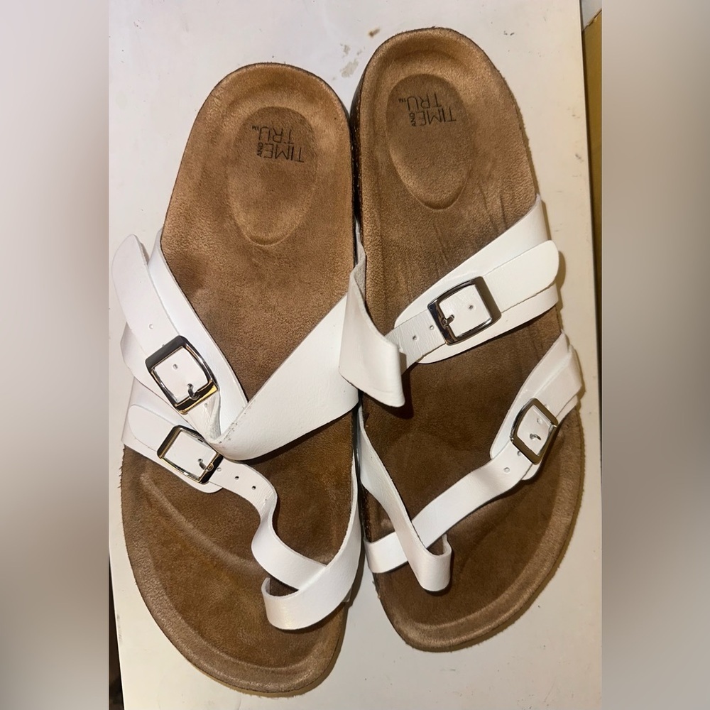 Time and Tru White Sandals     (#100)